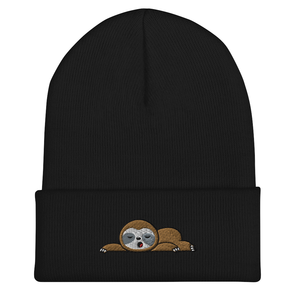 Sleeping Sloth Cuffed Beanie