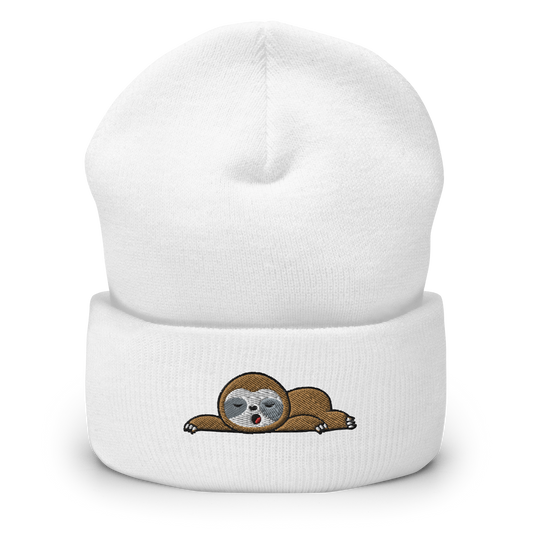 Sleeping Sloth Cuffed Beanie